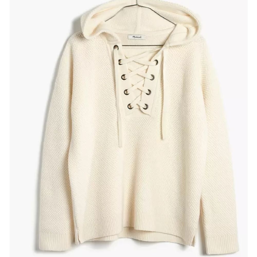 Madewell Lace Up Hoodie Merino Wool Sweater XXS
